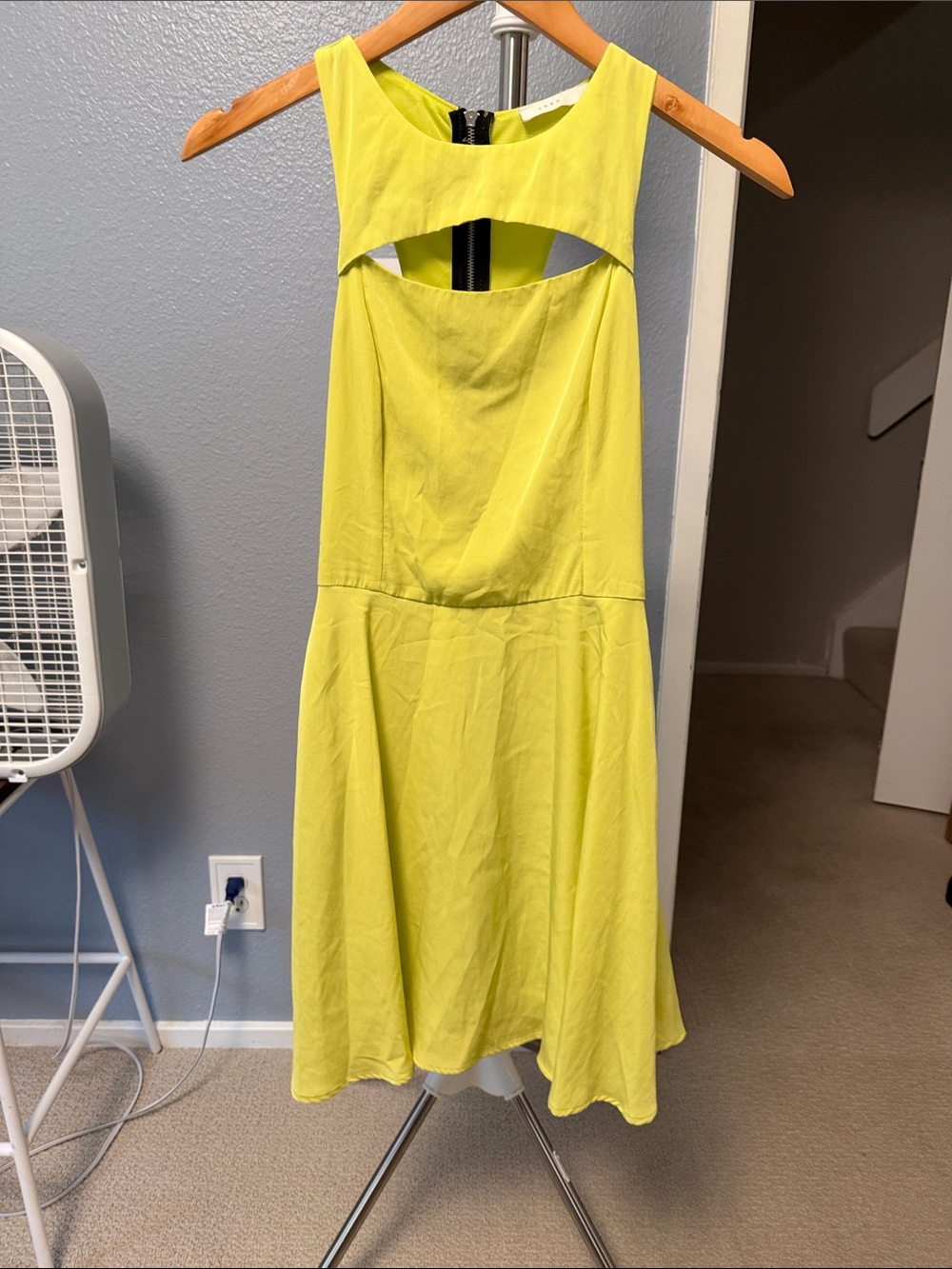 Lush Neon Yellow Sleeveless Cutout Midi Dress